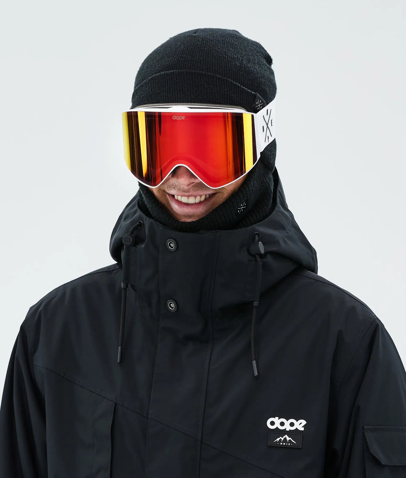 Light - Skibrille White/Red Mirror